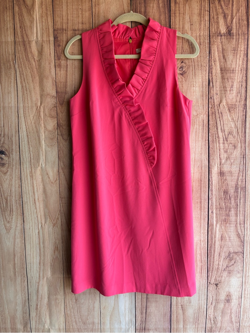 Trina Turk Atlantis Ruffle Trim Pink Shift Dress Size Medium